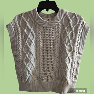 Wilfred Cable Knit Sleeveless Sweater - Gray - SIZE SMALL